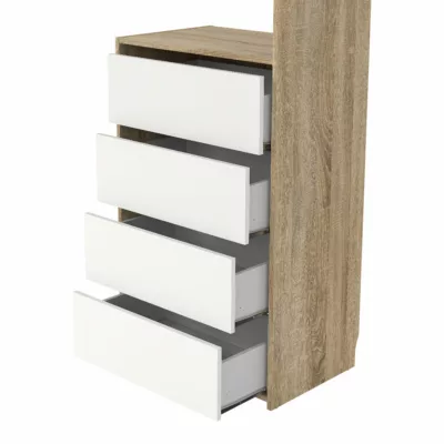 Kit dressing bicolore Karisma avec bloc 4 tiroirs décor chêne et blanc l. 181,5 x P. 39,95 x H. 200,4 cm – Image 6