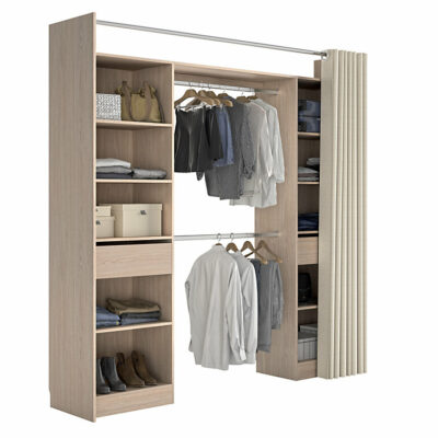Kit dressing 2 colonnes réversibles avec 2 tiroirs effet chêne Balsam H. 220 x L. 220 x P. 60 cm – Image 2