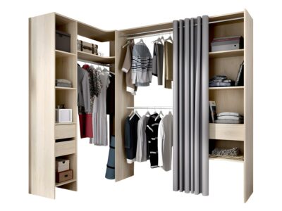 Dressing d'angle extensible GONTRAN - L164/214 cm - Chêne et gris – Image 3