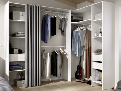 Dressing d'angle extensible GONTRAN - L164/214 cm - Chêne et gris – Image 4