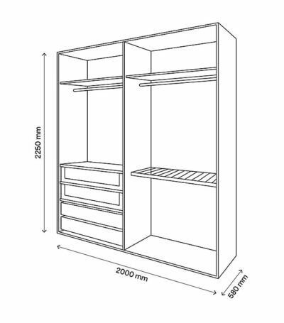 Dressing blanc avec porte-pantalons GoodHome Atomia H. 225 x L. 200 x P. 58 cm – Image 4