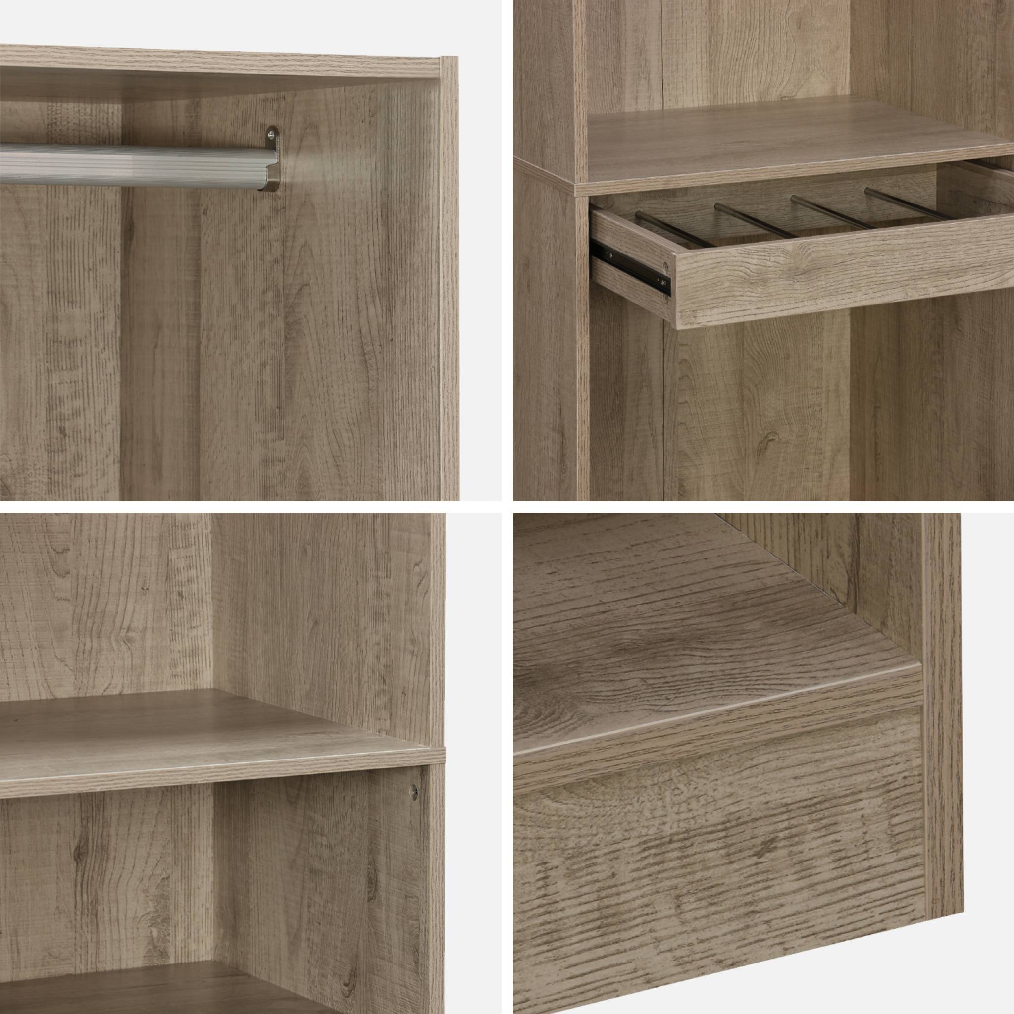 Kit dressing modulable avec 2 éléments. étagères. penderie. porte pantalons. coloris naturel. 120 x 45 x 180 cm – Image 2