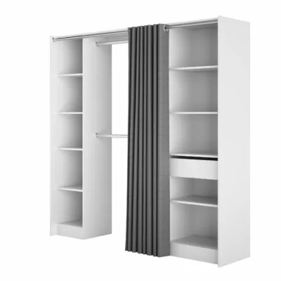 Kit dressing 2 colonnes réversibles avec rideau Eklips II coloris blanc H. 200 x L. 200 x P. 48 cm – Image 2