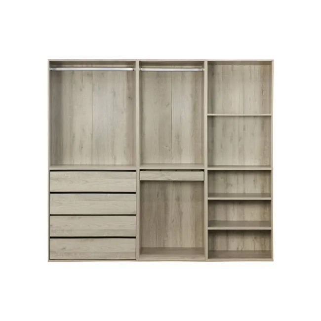 Kit dressing modulable avec 3 éléments. étagères. tiroirs. penderie. porte pantalons. coloris naturel 200 x 45 x 180 cm MODULO – Image 4