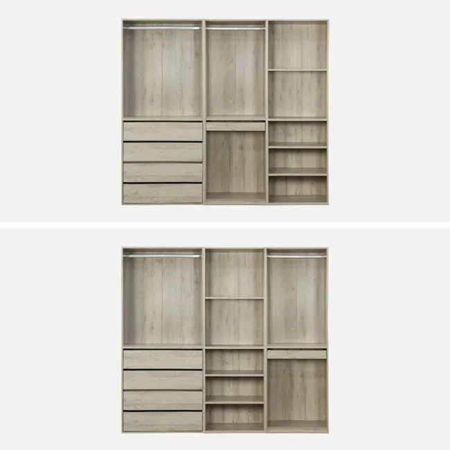 Kit dressing modulable avec 3 éléments. étagères. tiroirs. penderie. porte pantalons. coloris naturel 200 x 45 x 180 cm MODULO – Image 3