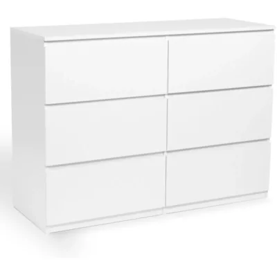 Commode 6 tiroirs TOMI 110 cm bois blanc