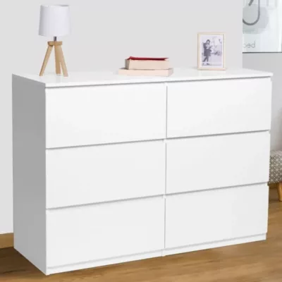 Commode 6 tiroirs TOMI 110 cm bois blanc – Image 2