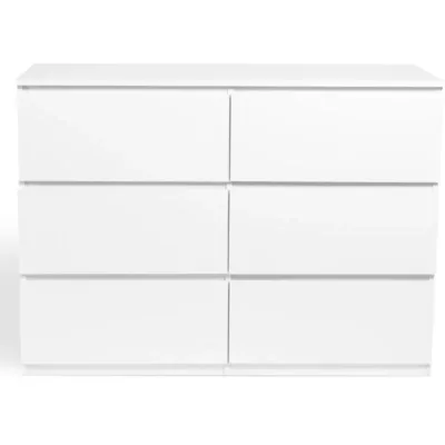 Commode 6 tiroirs TOMI 110 cm bois blanc – Image 3