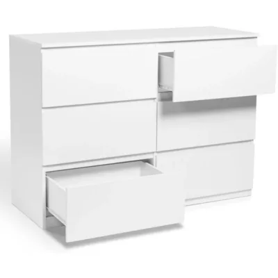 Commode 6 tiroirs TOMI 110 cm bois blanc – Image 4