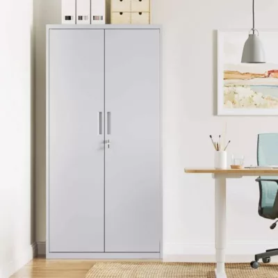 Armoire de rangement en acier SONGMICS OMC015G01 - Double porte - 5 niveaux - Placard de bureau - Pour garage, bureau - Robuste - Gris