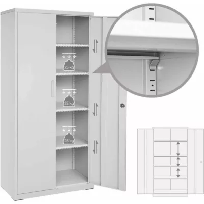 Armoire de rangement en acier SONGMICS OMC015G01 - Double porte - 5 niveaux - Placard de bureau - Pour garage, bureau - Robuste - Gris – Image 4