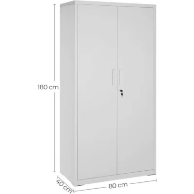 Armoire de rangement en acier SONGMICS OMC015G01 - Double porte - 5 niveaux - Placard de bureau - Pour garage, bureau - Robuste - Gris – Image 5