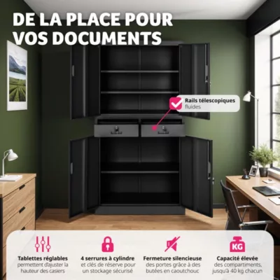Armoire de classement en métal Verrouillable – Image 3