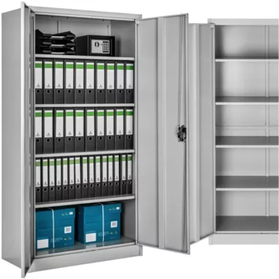 Armoire de classement en métal TECTAKE - 4 étagères réglables en hauteur - Gris