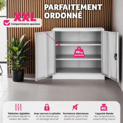 Armoire de classement en métal Verrouillable, deux clés incluses – Image 3