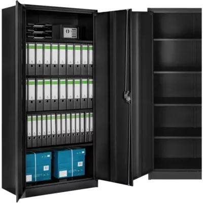 Armoire de classement en métal TECTAKE - 4 étagères réglables en hauteur - Noir