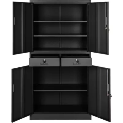 Armoire de classement en métal TECTAKE - 3 étagères réglables en hauteur - Noir – Image 2