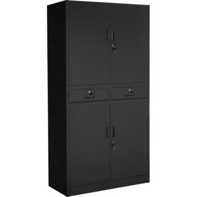 Armoire de classement en métal TECTAKE - 3 étagères réglables en hauteur - Noir