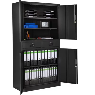 Armoire de classement en métal TECTAKE - 3 étagères réglables en hauteur - Noir – Image 3