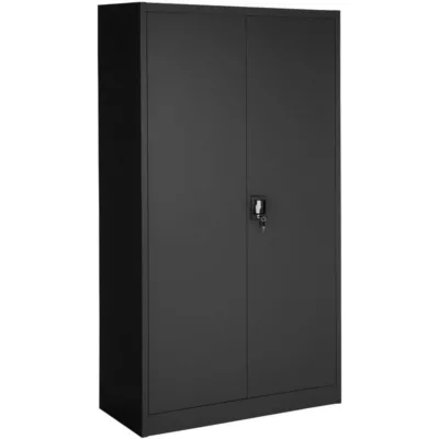 Vestiaire en métal TECTAKE - Acier lâqué époxy - 2 Portes battantes renforcées - Noir – Image 2