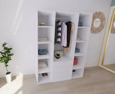 Dressing blanc 4 tiroirs GoodHome Atomia H. 225 x L. 175 x P. 58 cm – Image 3