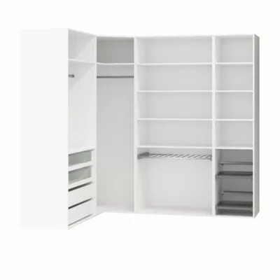 Dressing d'angle avec tiroirs et portes chaussures blanc GoodHome Atomia H. 225 x L. 250 x P. 58 cm – Image 2