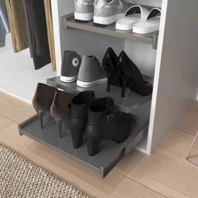 Dressing d'angle avec tiroirs et portes chaussures blanc GoodHome Atomia H. 225 x L. 250 x P. 58 cm – Image 3