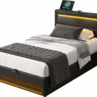 Lit coffre 90×200 cm OKWISH coloris noir