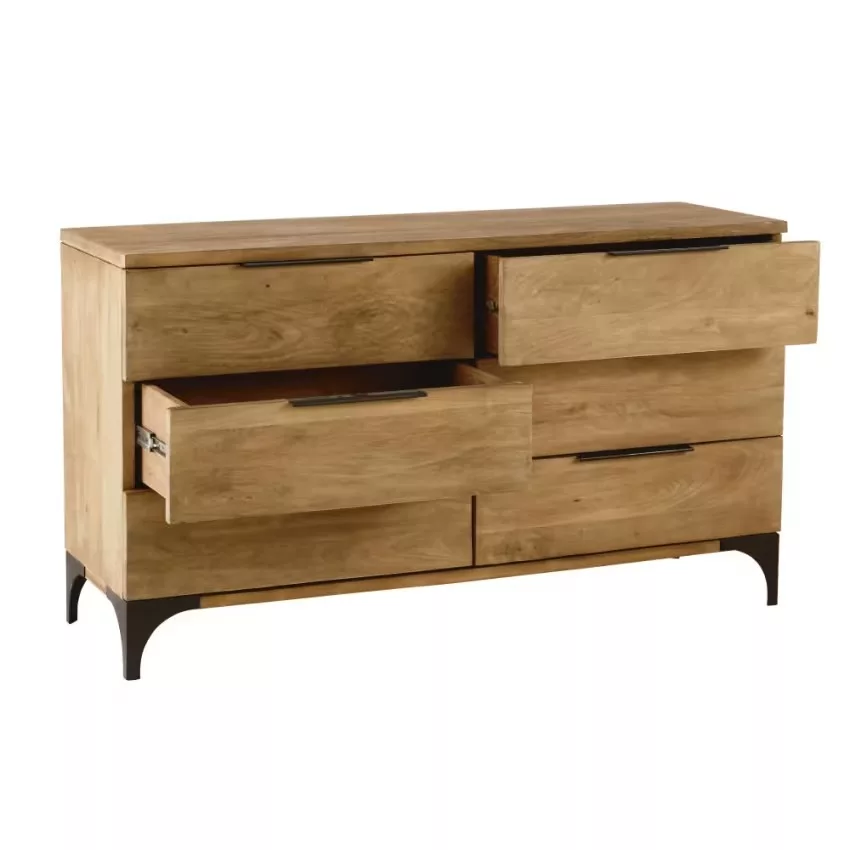Metropolis - Commode double 6 tiroirs en bois de manguier massif L140 – Image 2
