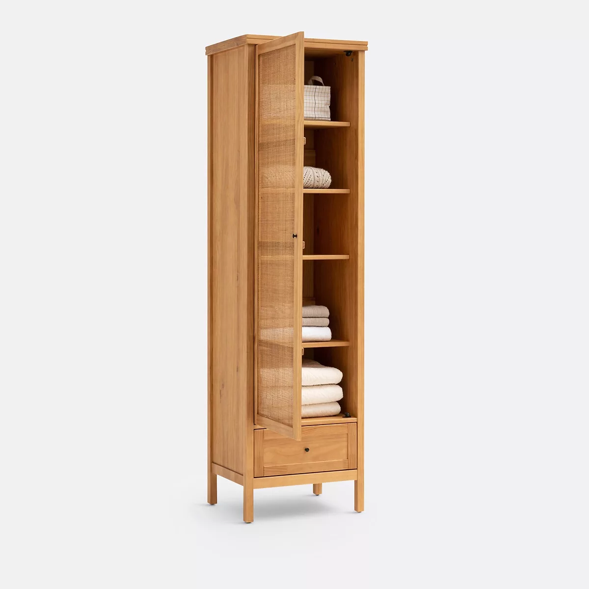 Armoire 1 porte pin massif et cannage, Gabin – Image 6