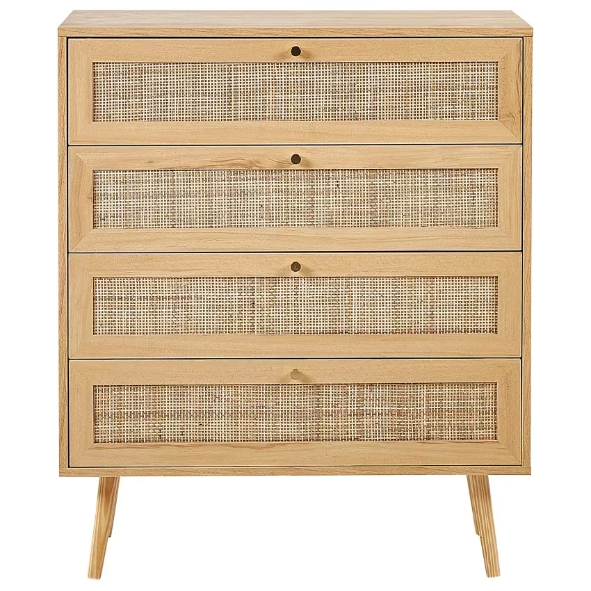Perote - Commode à 4 tiroirs rotin marron clair