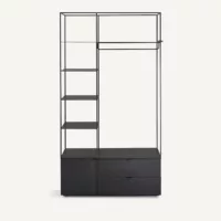 Dressing ouvert en métal fer et MDF plaqué orme ou laqué, KOLYA