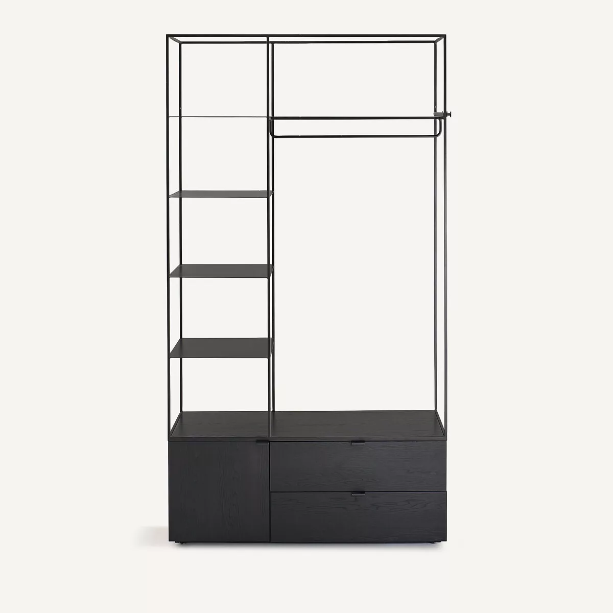 Dressing ouvert en métal fer et MDF plaqué orme ou laqué, KOLYA