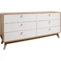 Cassie – Commode à 3+3 tiroirs en effet chêne et blanc