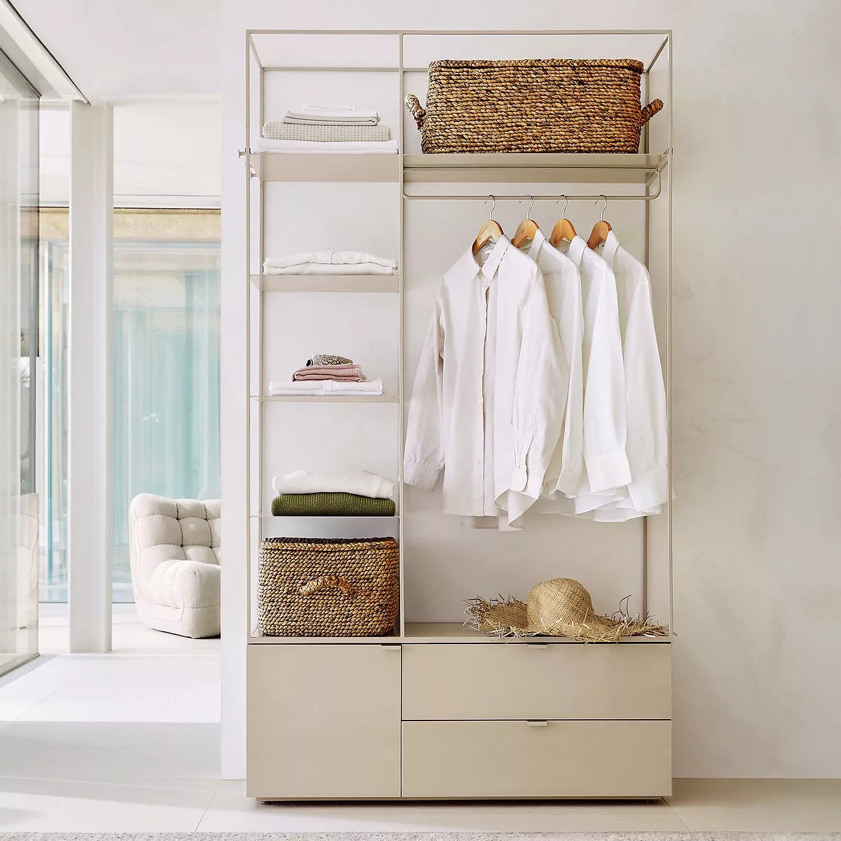 Dressing ouvert en métal fer et MDF plaqué orme ou laqué, KOLYA – Image 10