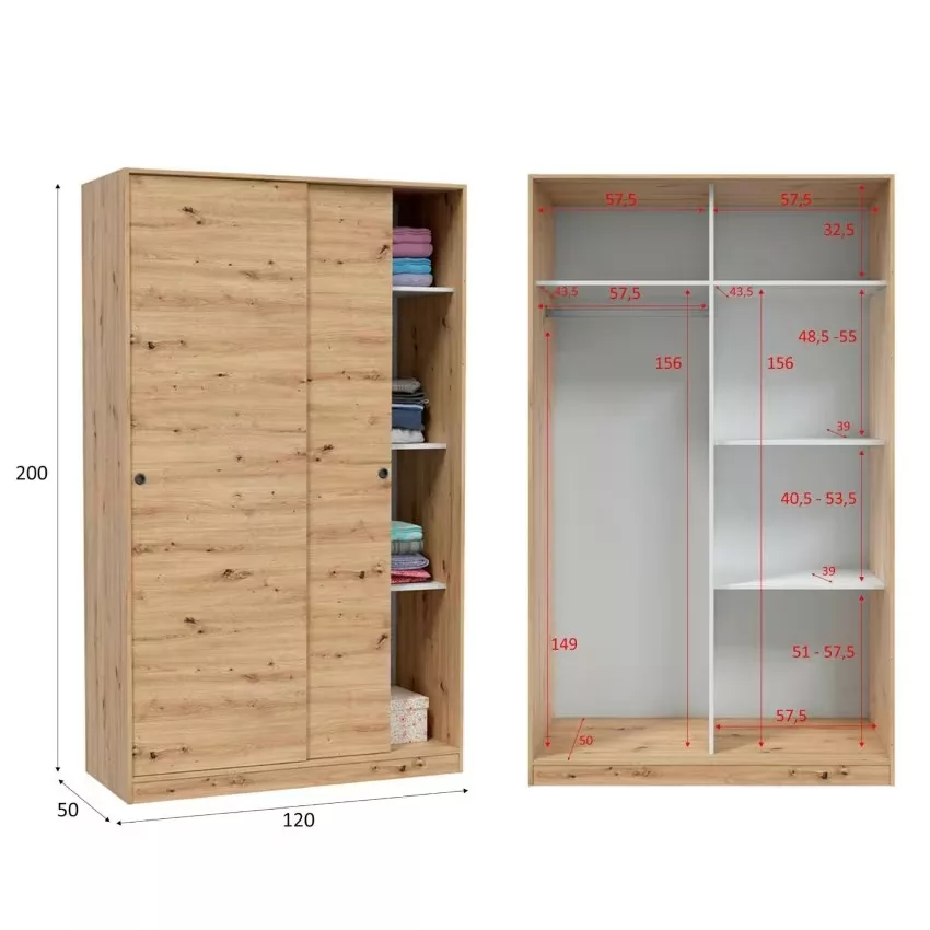 Adrenalin - Armoire effet bois beige 120x50 cm – Image 11