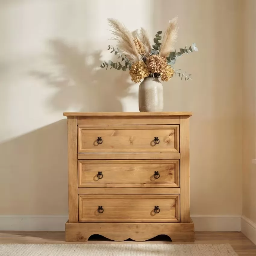 Tequila - Commode 3 tiroirs en bois massif, coloris naturel – Image 9