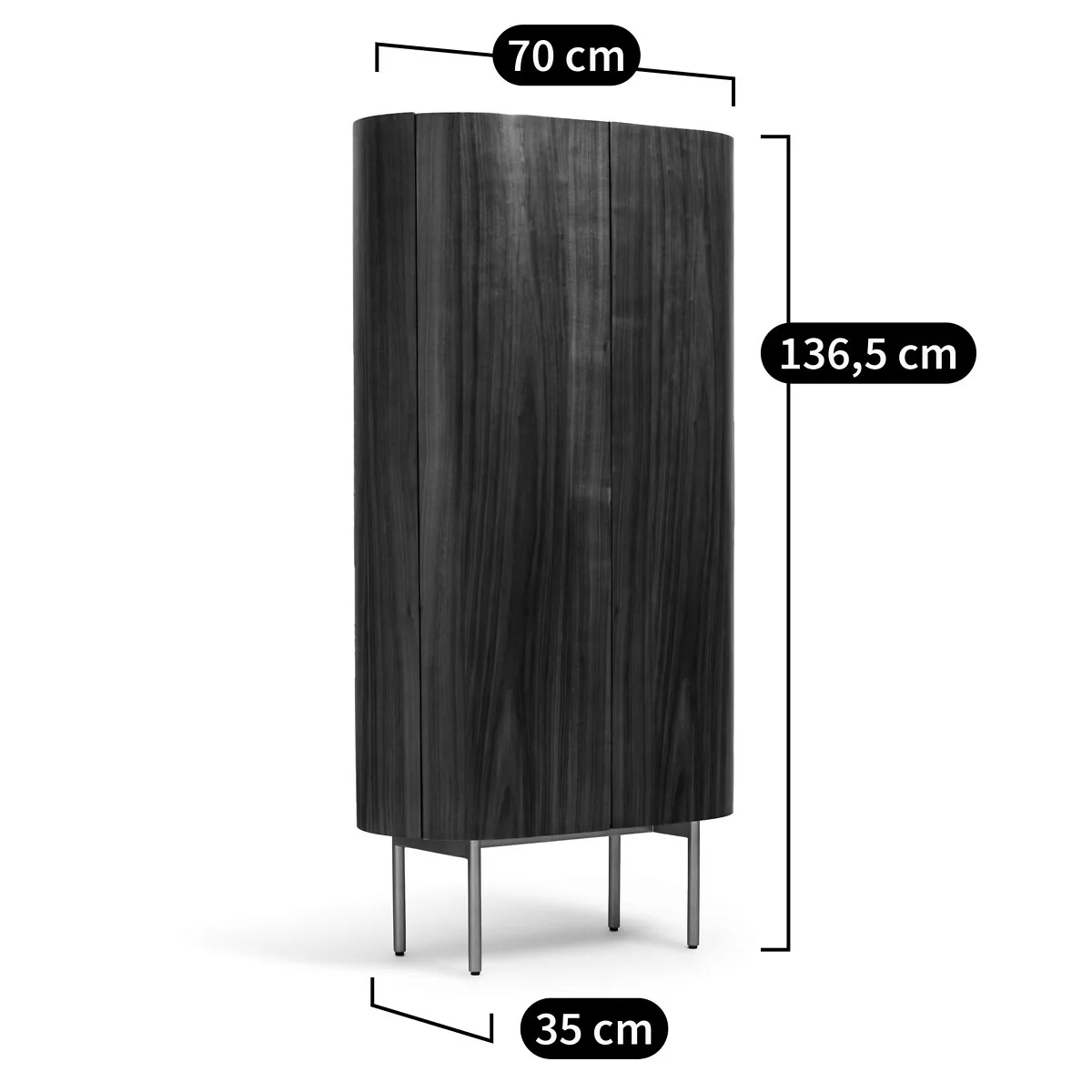 Armoire noyer, plaqué et cuir, Aslen – Image 2