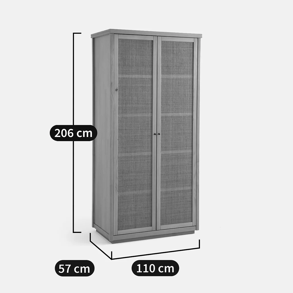 Armoire 2 portes pin massif et cannage, Gabin – Image 2