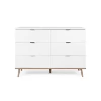 Copenhague – Commode 6 tiroirs L120 x H87 cm – Blanc
