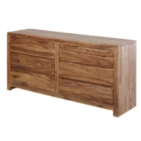 Stockholm – Commode double 6 tiroirs en bois de sheesham massif L165