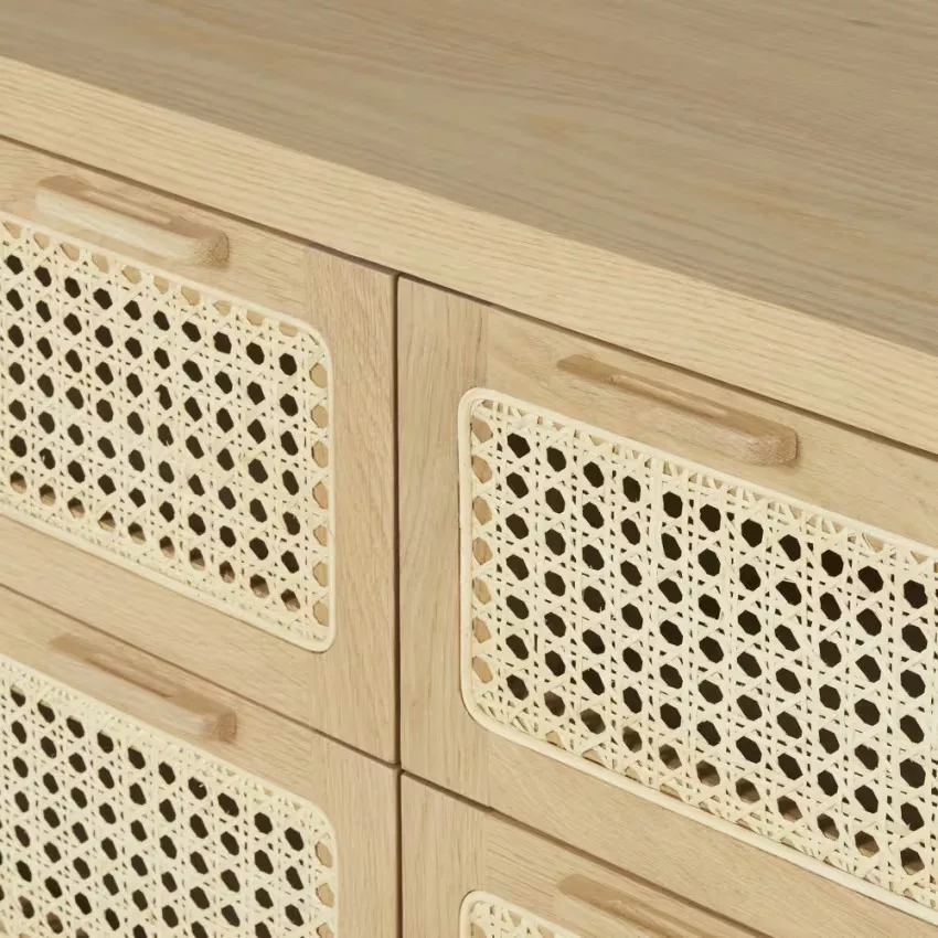 Maisons du Monde Canopy - Commode double 6 tiroirs et cannage en rotin L150 – Image 9