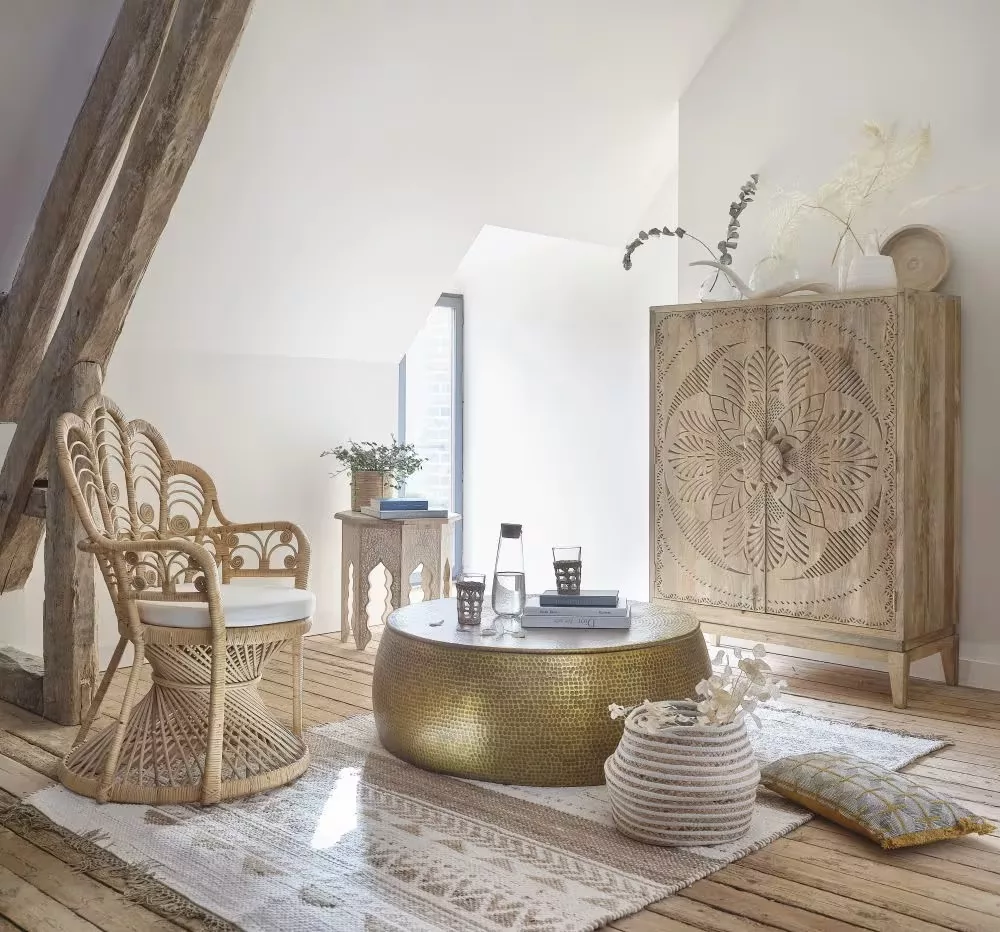 Pendjab - Armoire 2 portes gravée L100 – Image 2