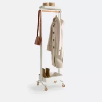 Portant à roulettes en fer et hévéa, Tania