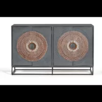 Wood mandala – Buffet en bois de manguier et pieds en métal