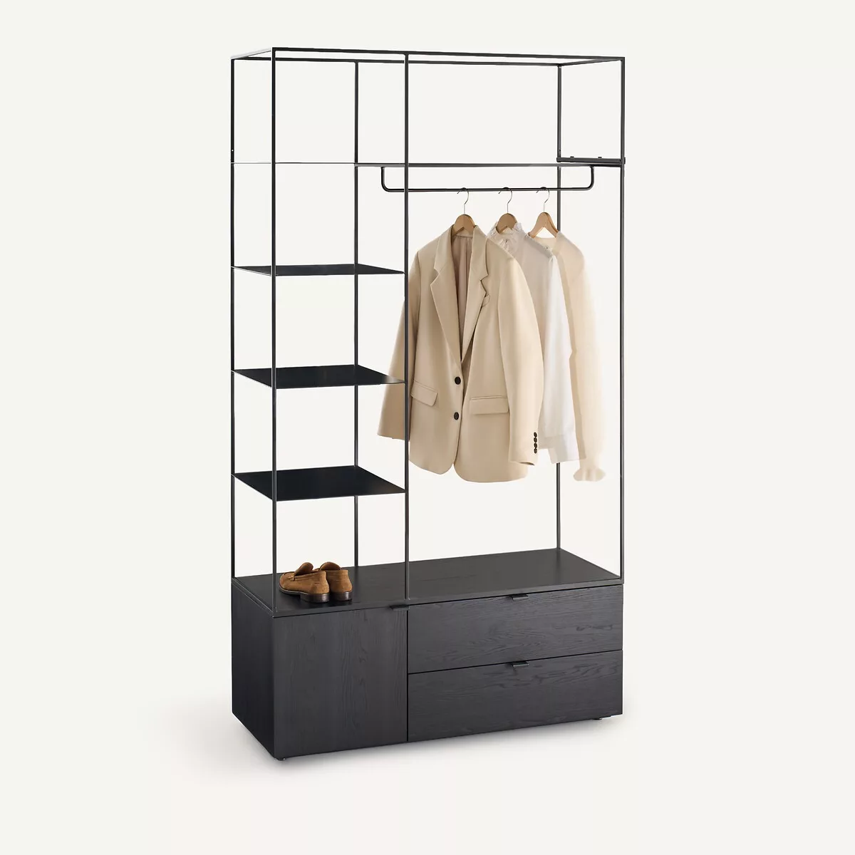 Dressing ouvert en métal fer et MDF plaqué orme ou laqué, KOLYA – Image 4