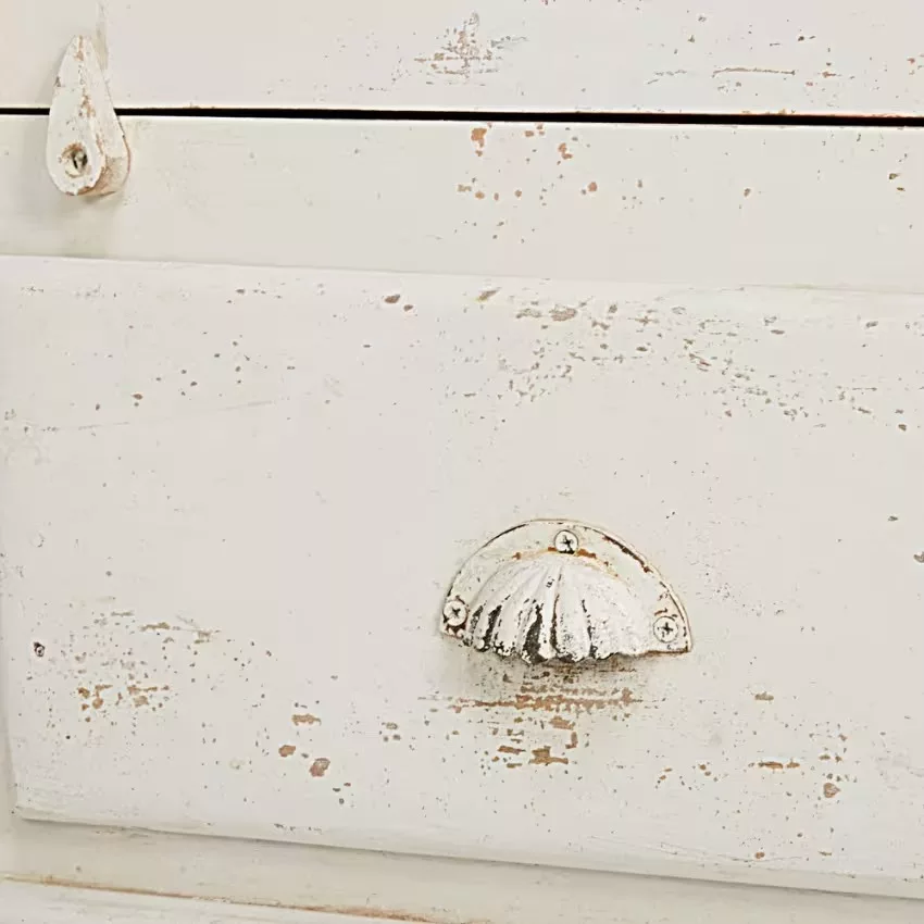 Avignon - Armoire 2 portes 2 tiroirs en manguier blanc patiné L108 – Image 4