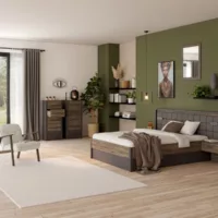 Lit 2 places 140×190 cm PEMBURY coloris Chêne / Anthracite