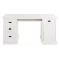 Bureau 1 porte 4 tiroirs blanc