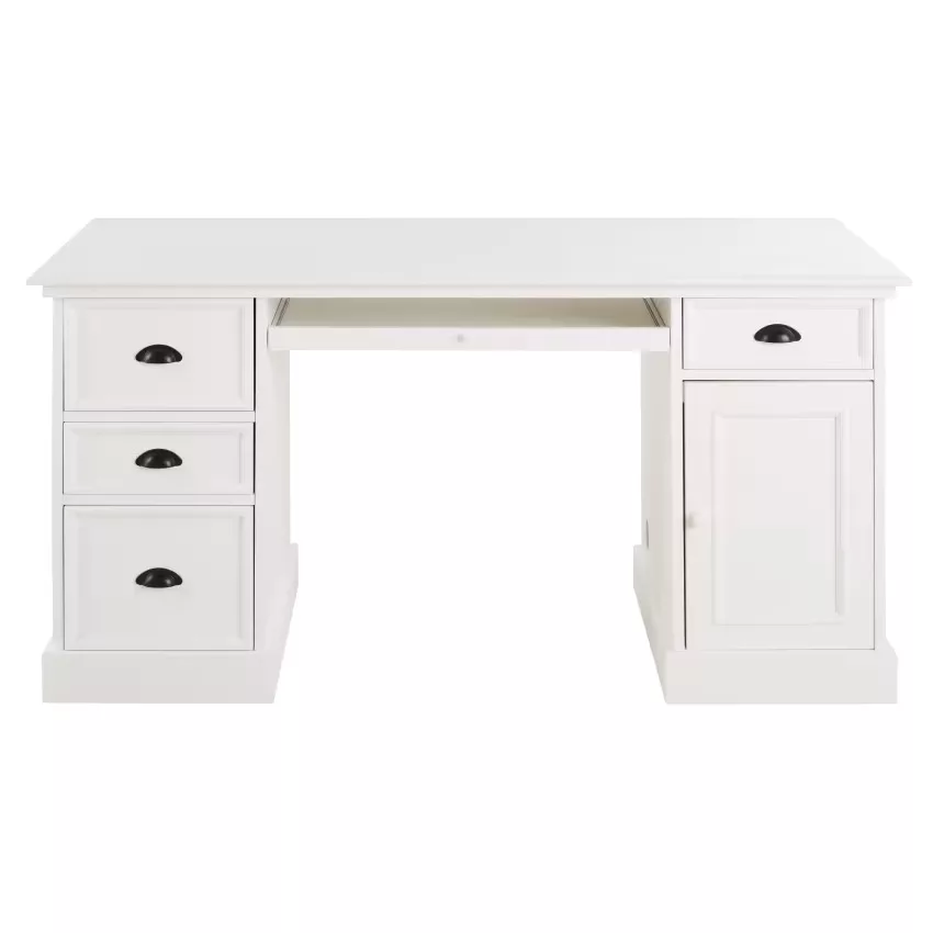 Bureau 1 porte 4 tiroirs blanc